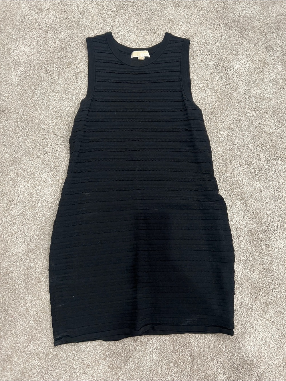MICHAEL Michael Kors Black Sleeveless Ribbed Knit Mini Dress